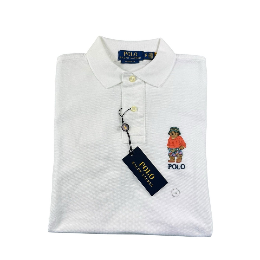 Polo Ralph Lauren White Hawaiian Polo Bear Polo Shirt Mens Size XS NEW